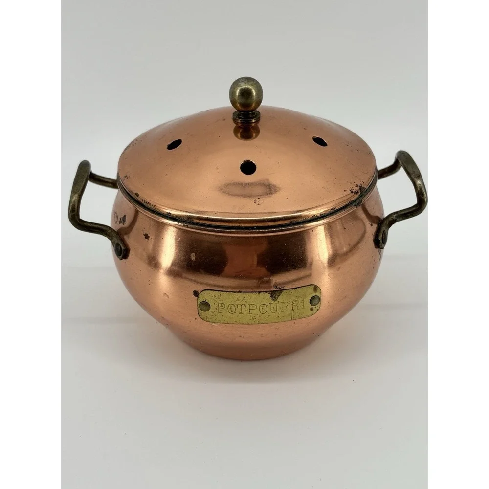 Vintage Copper Pot with Lid,‎ Potpourri Bowl